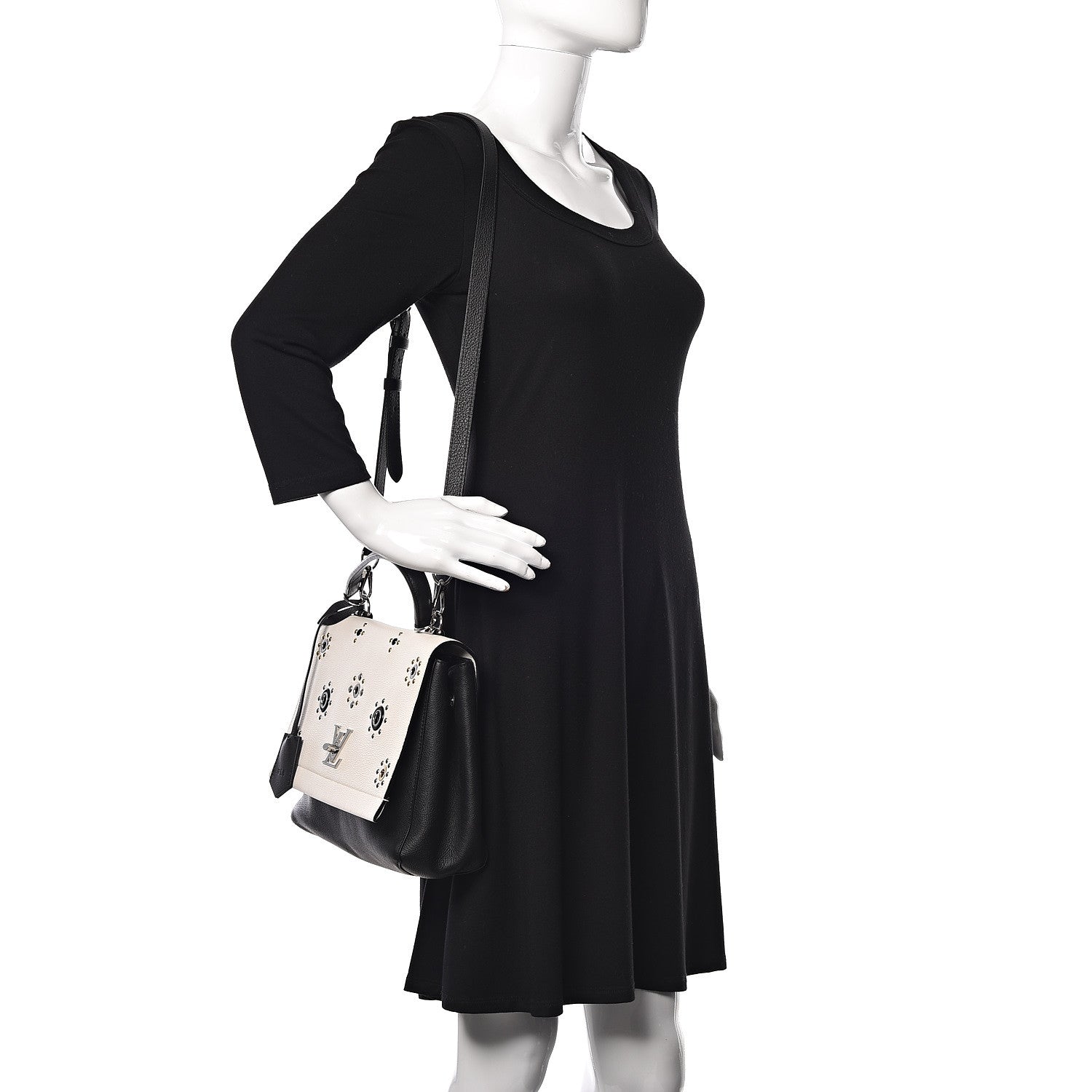 Louis Vuitton Calfskin Mechanical Flowers Lockme II Black White 2 of 10