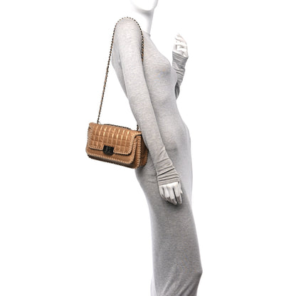 Chanel Metallic Calfskin Chocolate Bar Whipstitch Mademoiselle Flap Beige 2 of 11