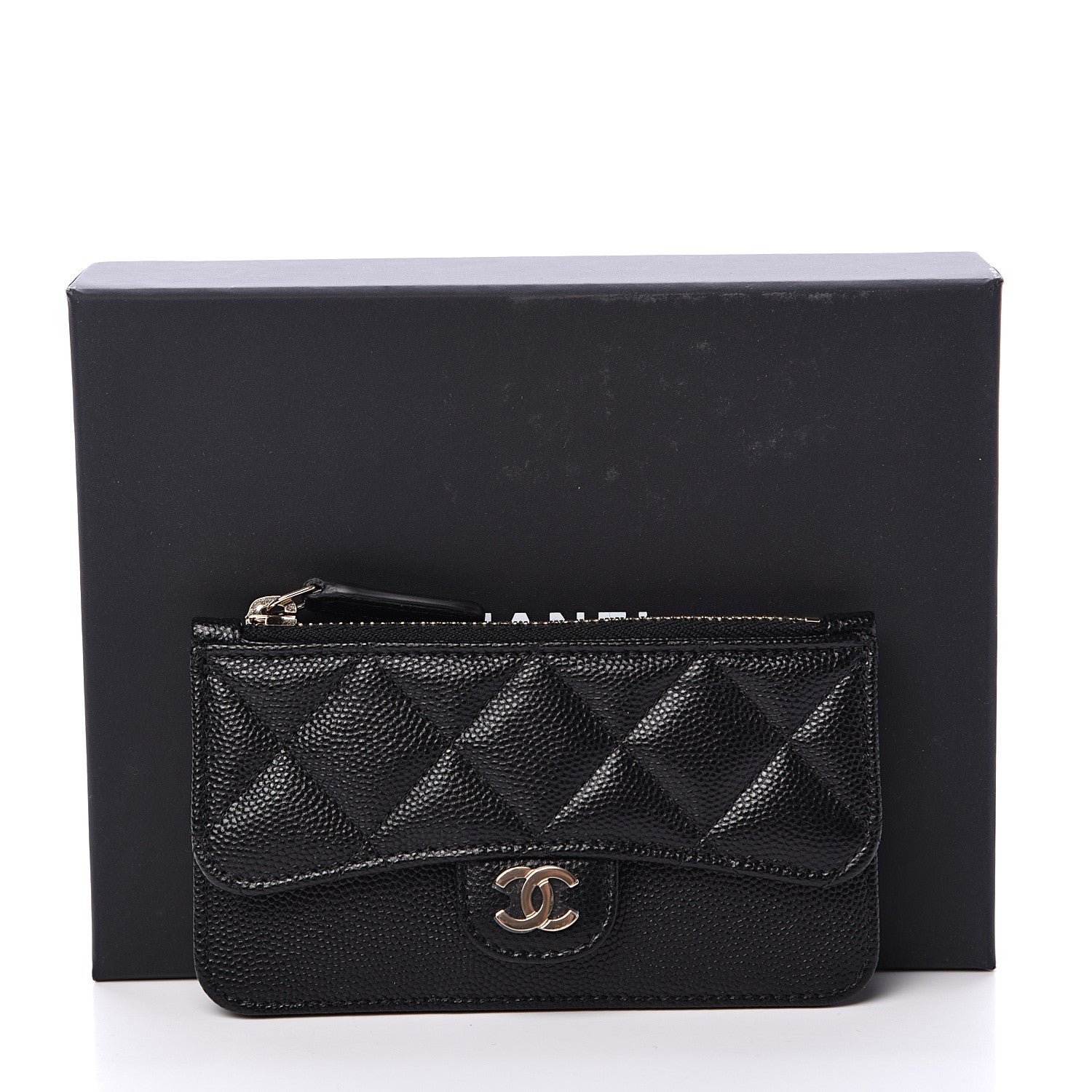 Chanel Caviar Quilted Flap Zip Card Holder Black 7 of 7