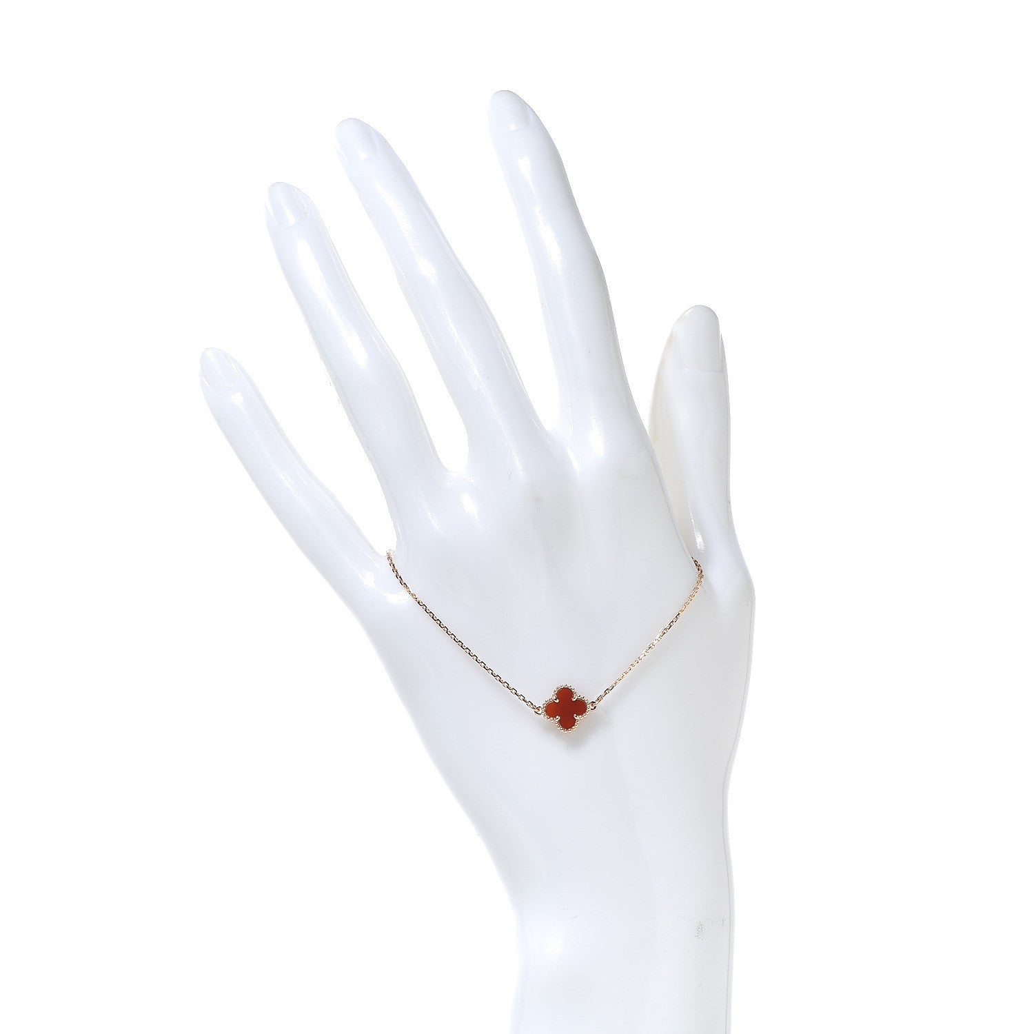 Van Cleef & Arpels 18K Rose Gold Carnelian Sweet Alhambra Bracelet 2 of 7