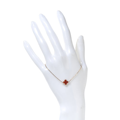 Van Cleef & Arpels 18K Rose Gold Carnelian Sweet Alhambra Bracelet 2 of 7
