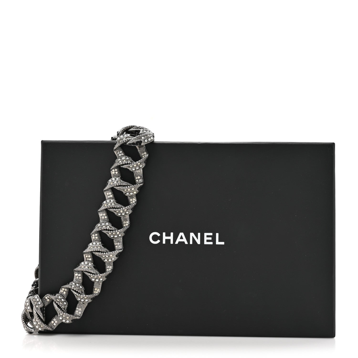 Chanel Ruthenium Crystal Pearl Chain Choker Necklace 5 of 5