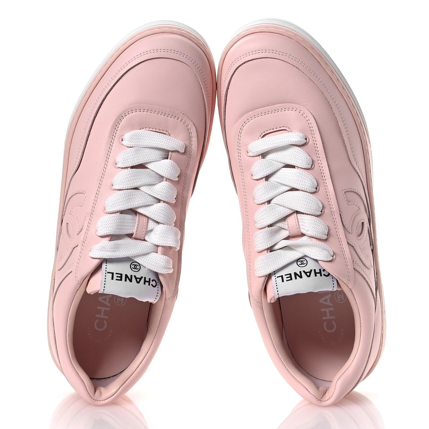 Calfskin Womens CC Sneakers 40 Light Pink