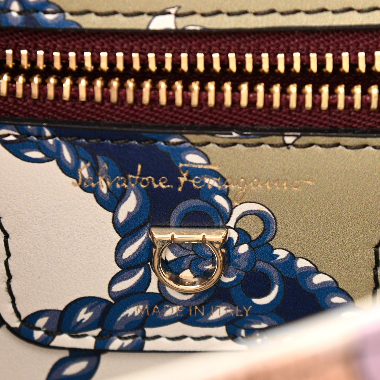 Salvatore Ferragamo Calfskin Quilted Floral Print Gancini Small Flap Bag Multicolor 6 of 10