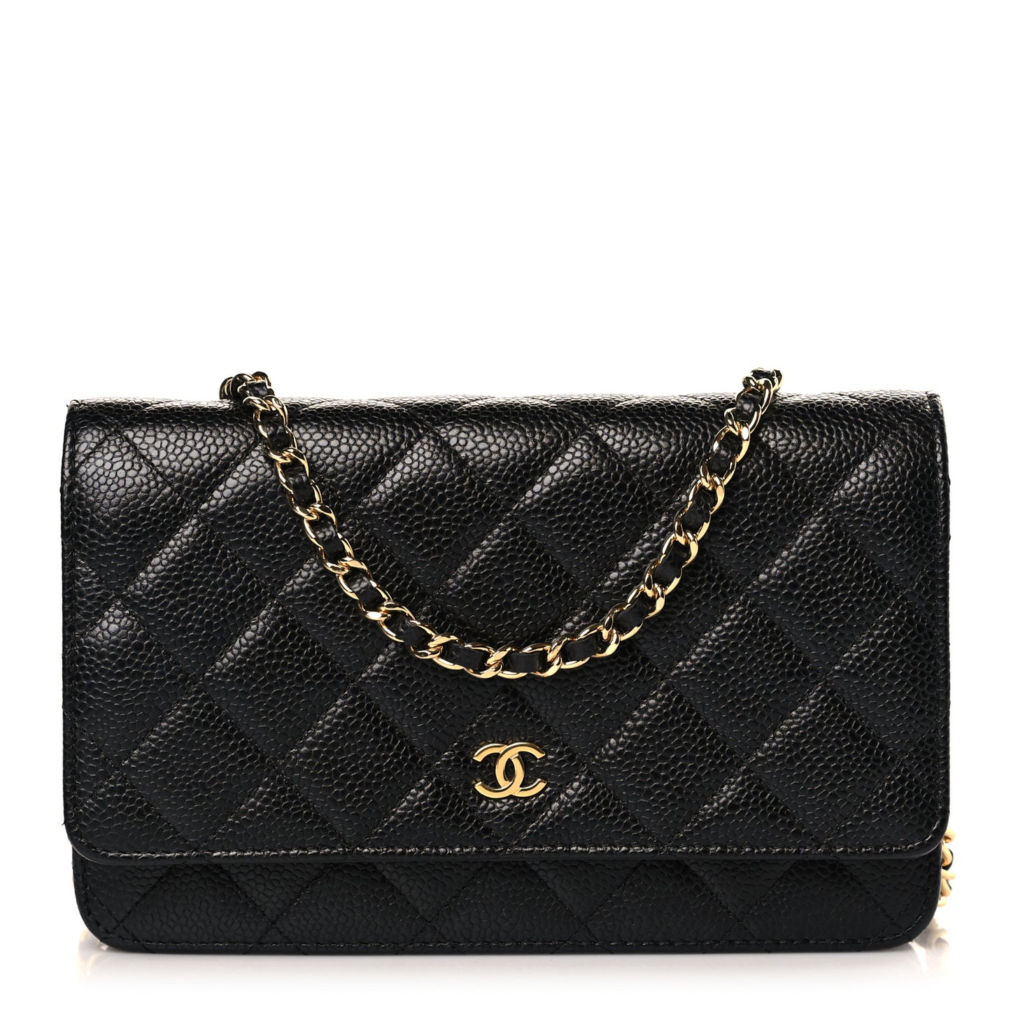 Caviar Quilted Wallet on Chain WOC Black