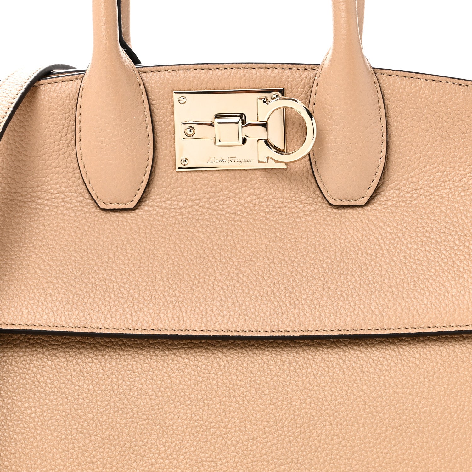 Salvatore Ferragamo Calfskin Medium Studio Bag Cashew 1865880