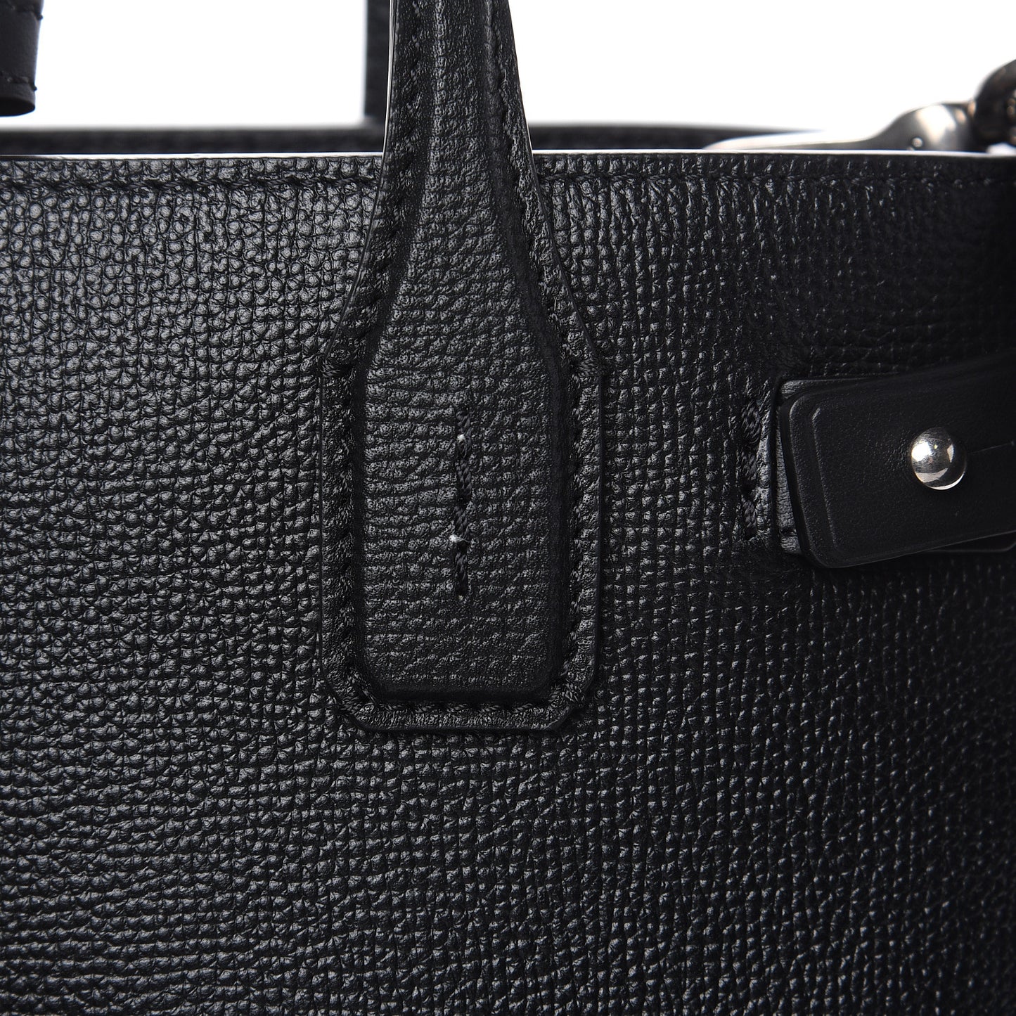 Grainy Calfskin House Check Small Banner Tote Black