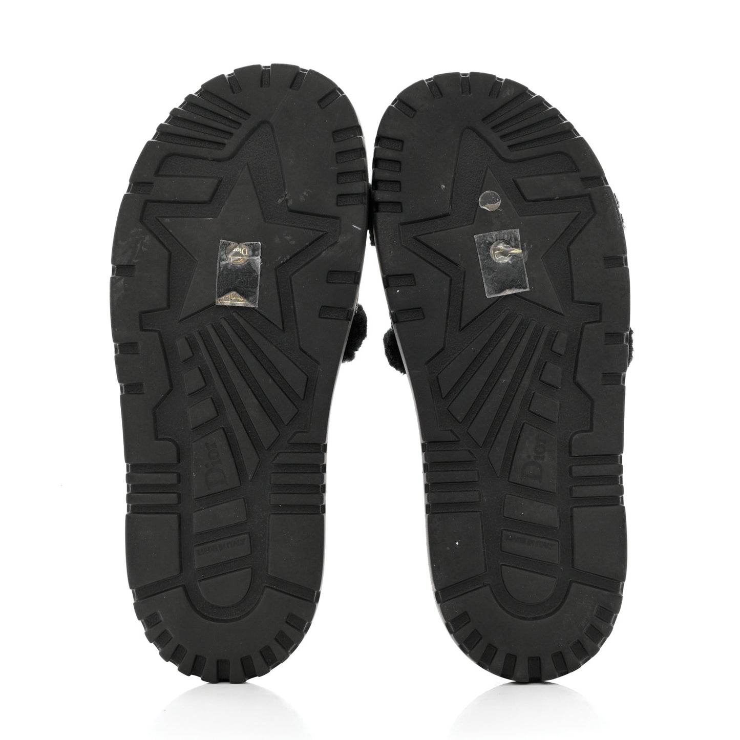 Shearling Canvas Lurex Embroidered Dway 10mm Slide Sandals 40 Black Natural