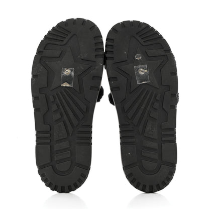 Christian Dior Shearling Canvas Lurex Embroidered Dway 10mm Slide Sandals 40 Black Natural 5 of 10