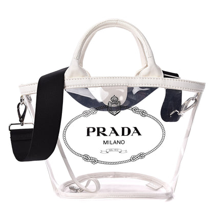 Prada Plexiglass Canapa Small Shopper Tote White 4 of 11