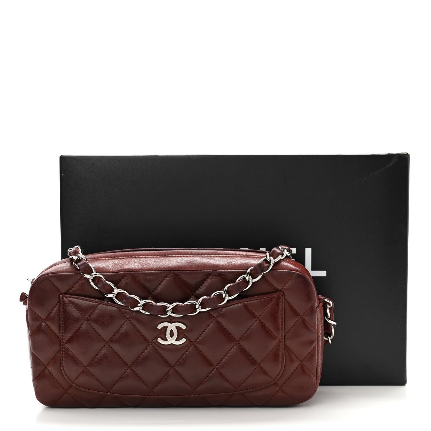 Chanel Lambskin Quilted Timeless Camera Case Burgundy Burgundy 14 of 14