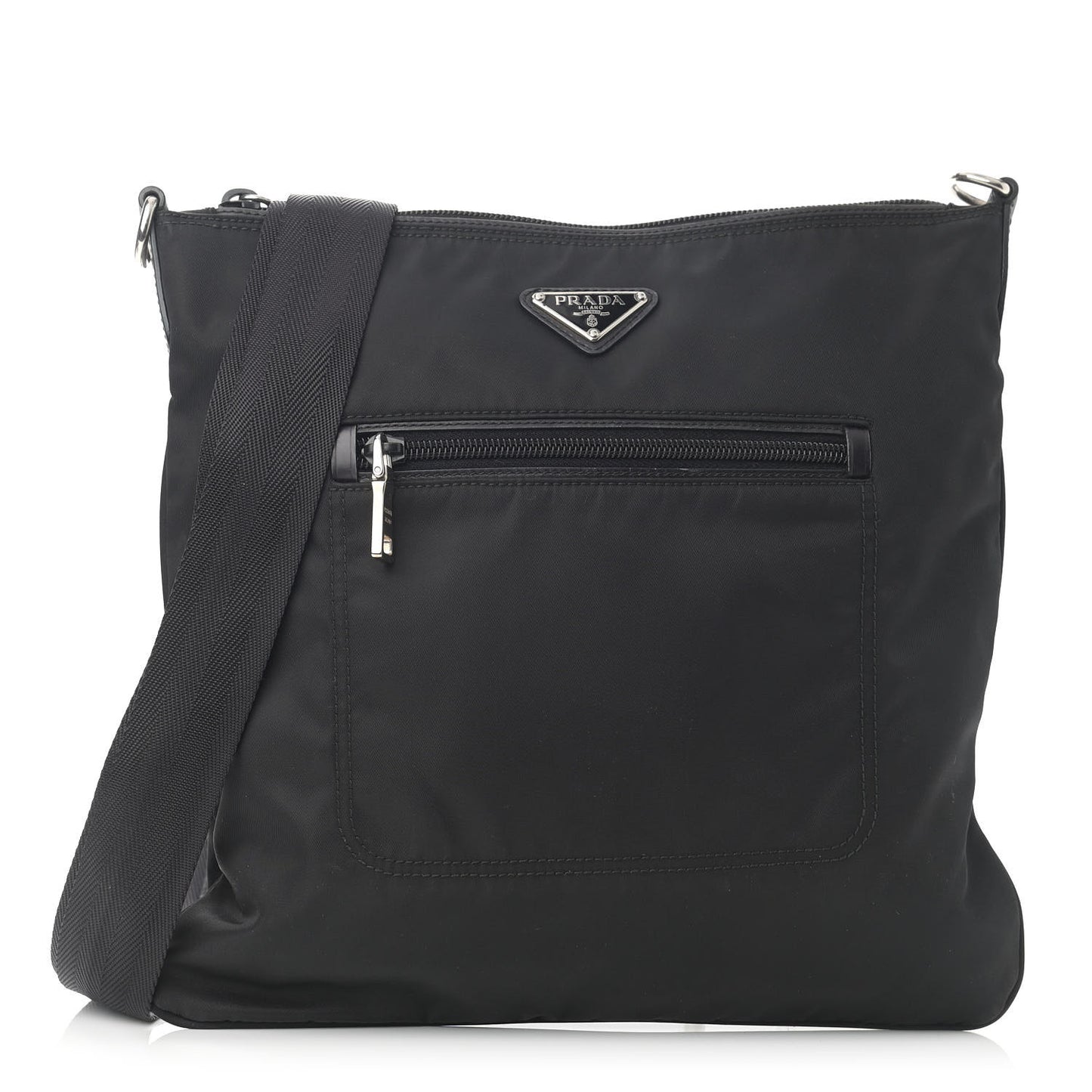 Nylon Vela Flat Messenger Bag Black