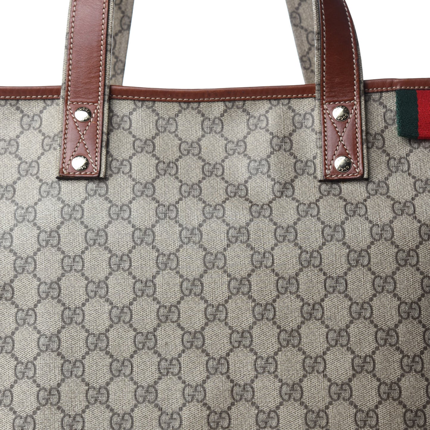 GG Plus Monogram Medium Signature Web Loop Vertical Tote Brown