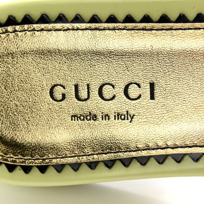 Gucci Patent Crystal Snake Head Block Heel Slide Sandals 35.5 Pistachio Green 6 of 9