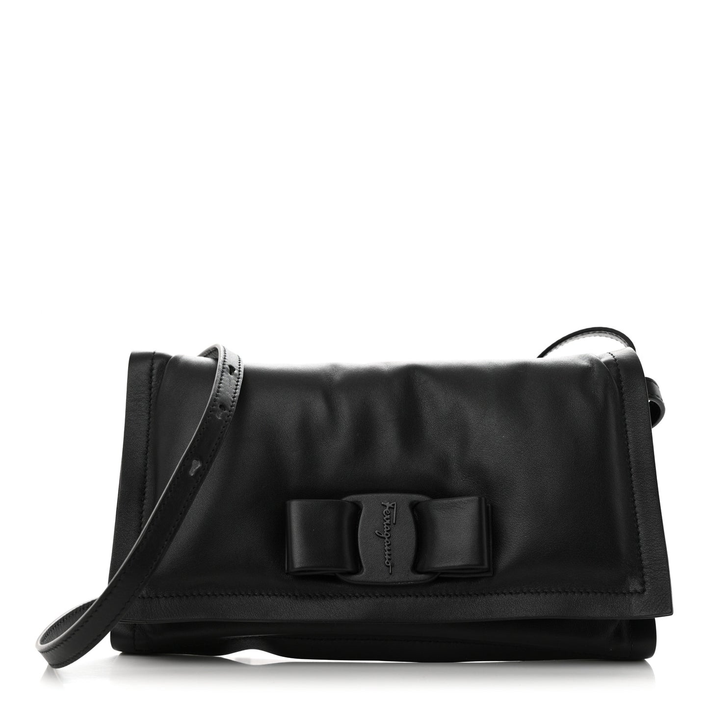 Calfskin Mini Viva Bow Shoulder Bag Black