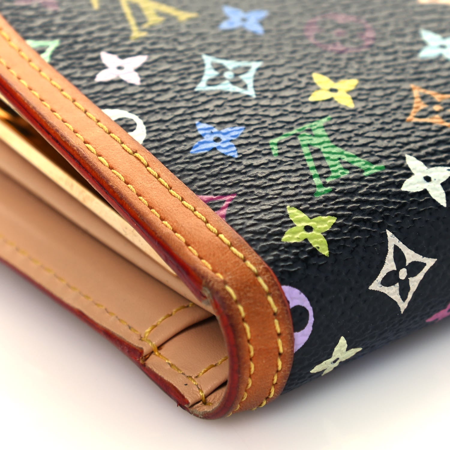 Louis Vuitton Monogram Multicolor French Purse Wallet Black 9 of 14