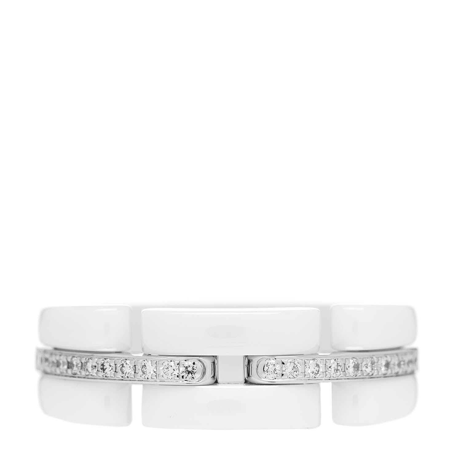 Chanel 18K White Gold White Ceramic Diamond Ultra Ring 52 6 1 of 6