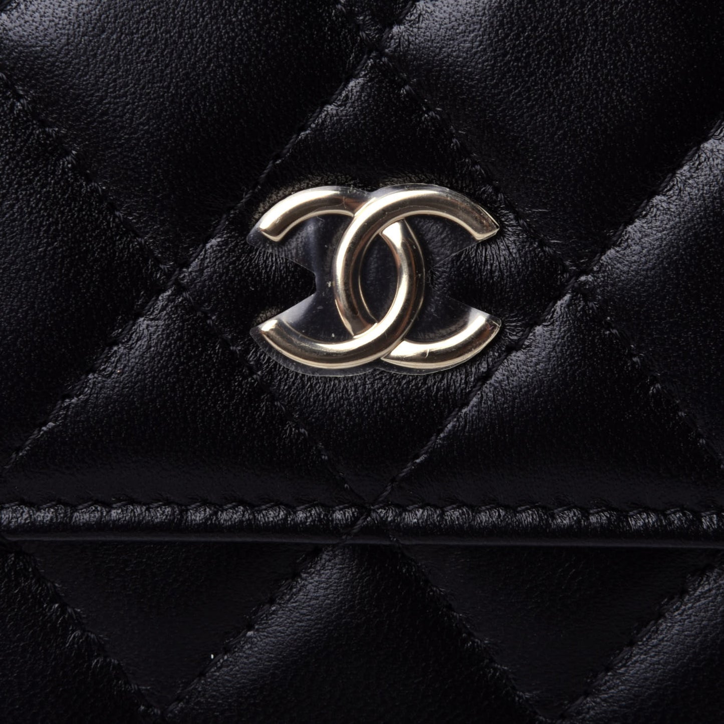 Lambskin Quilted My Chanel Lady Card Holder On Chain Black