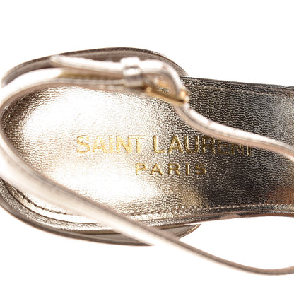 Saint Laurent Metallic Lambskin Amber Ankle Strap Sandals 35 Gold 9 of 20