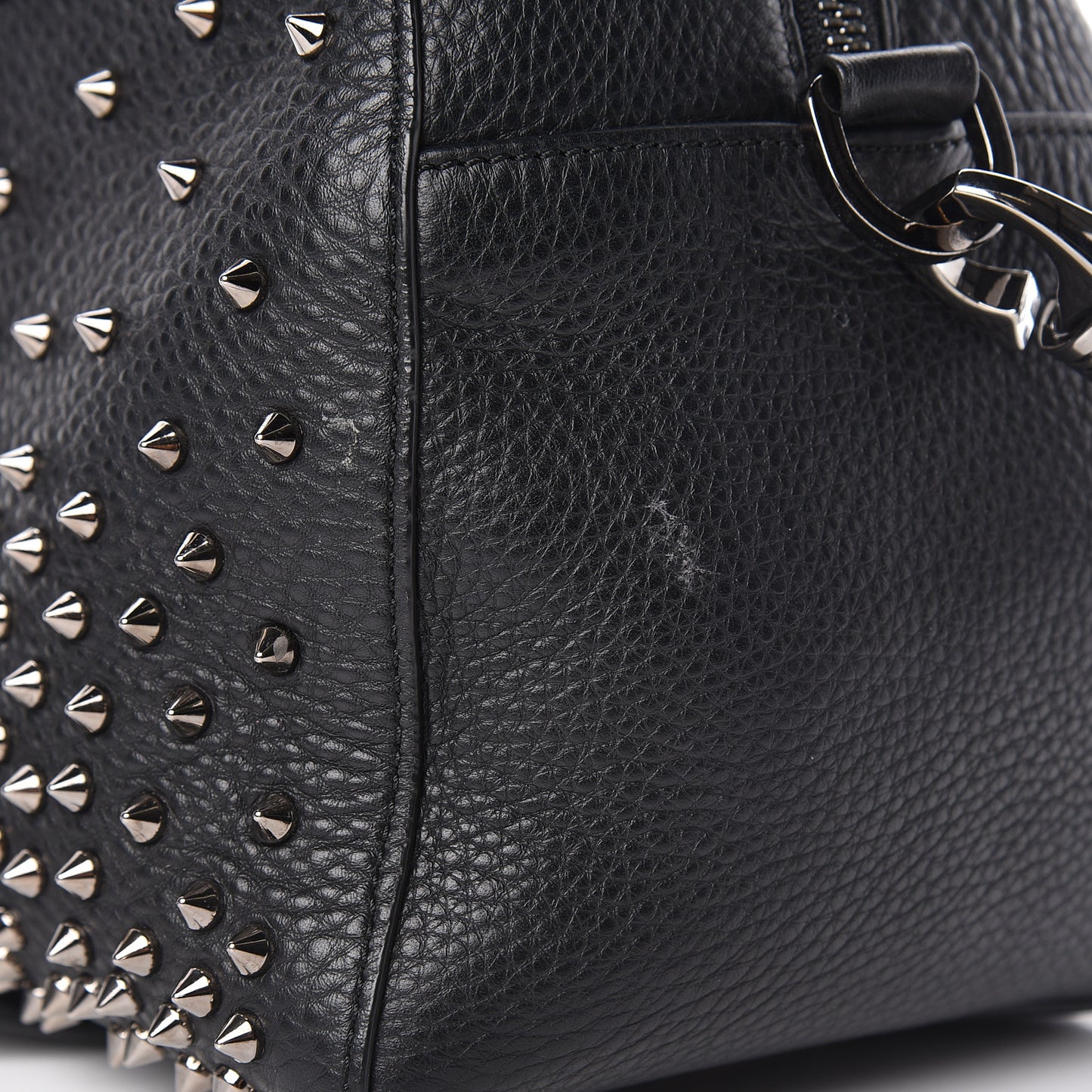 Grained Calfskin Studded Satchel Black