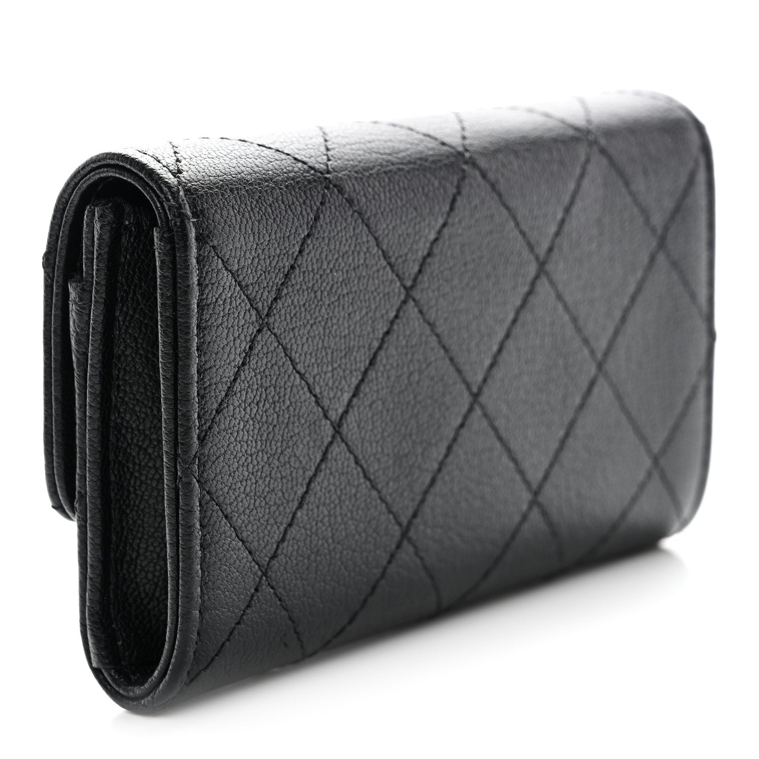 Chanel Goatskin Quilted Flap Card Holder Black 3 of 9