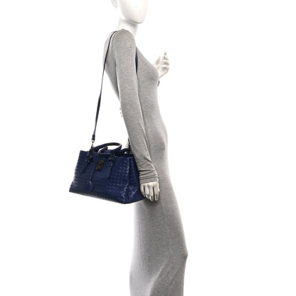 Bottega Veneta Nappa Intrecciato Small Roma Tote Dark Blue 2 of 10
