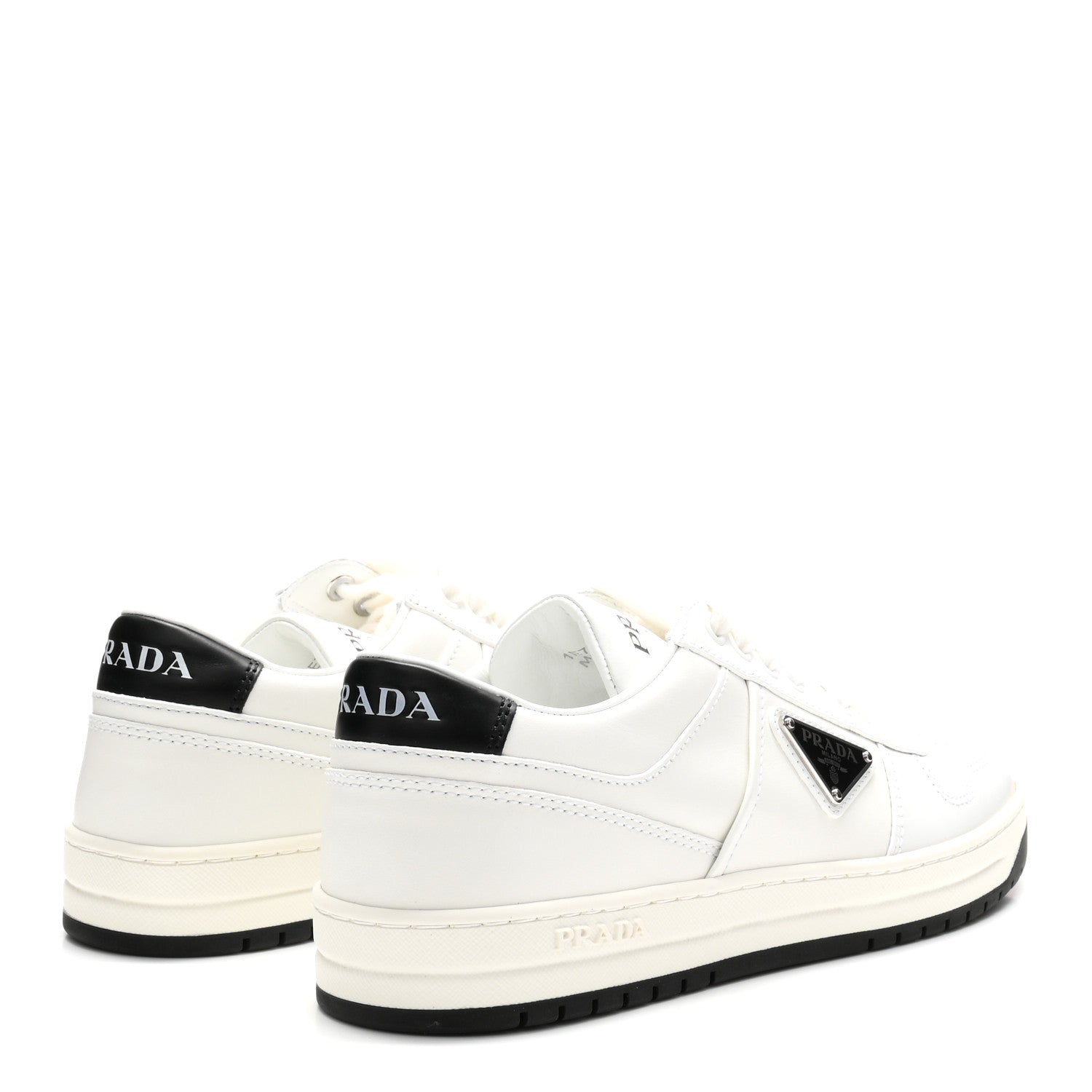 Prada Vitello Rois Triangle Womens Downtown Low Top 30mm Sneakers 38.5 White Black 5 of 10