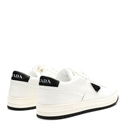 Prada Vitello Rois Triangle Womens Downtown Low Top 30mm Sneakers 38.5 White Black 5 of 10