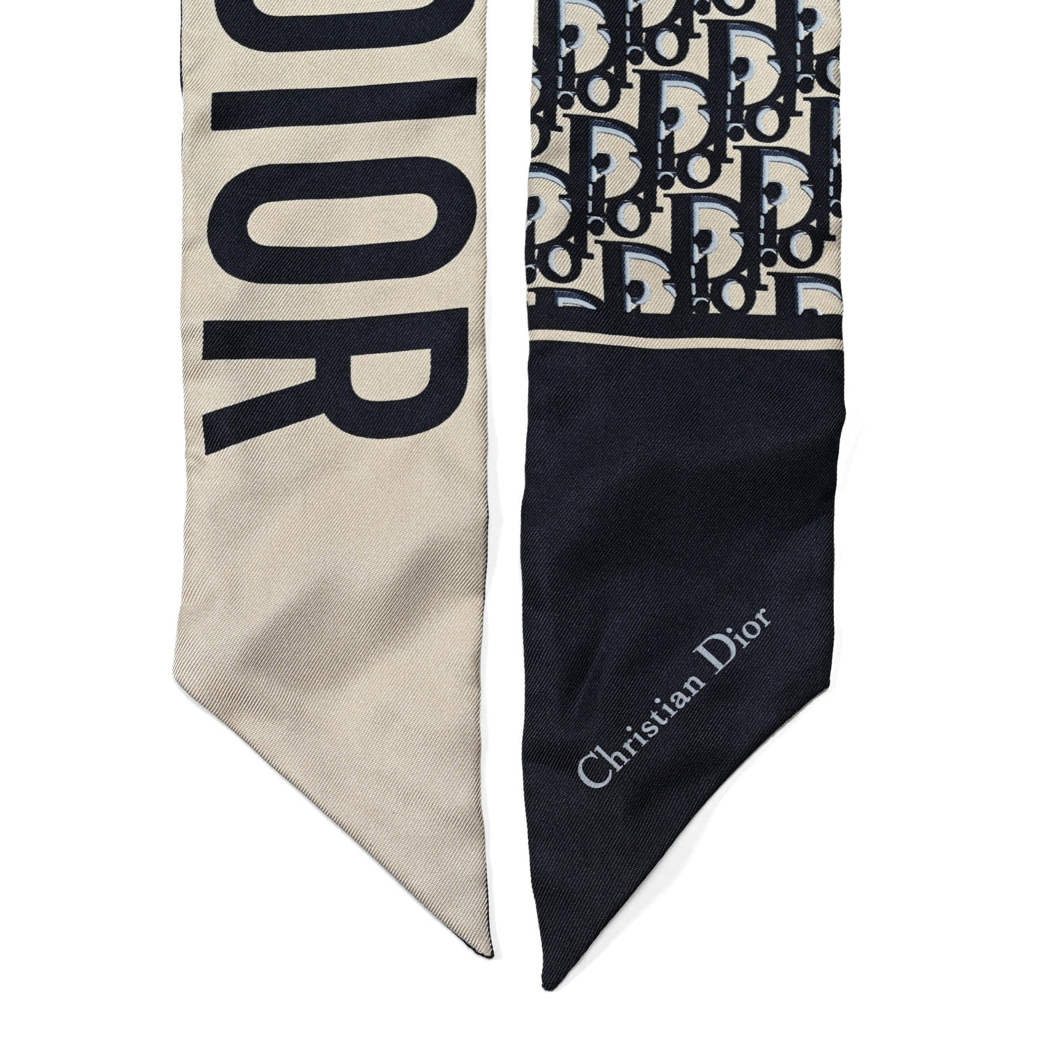 Christian Dior Silk Oblique Mitzah Scarf Blue 2 of 3