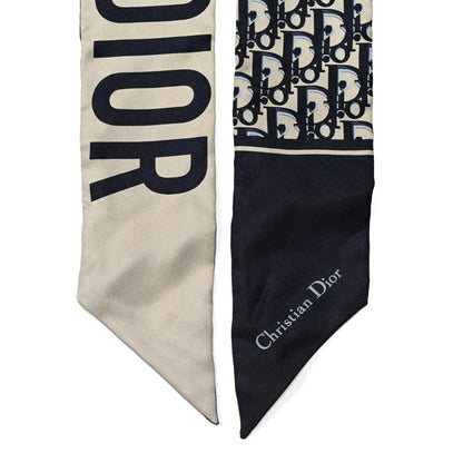 Christian Dior Silk Oblique Mitzah Scarf Blue 2 of 3