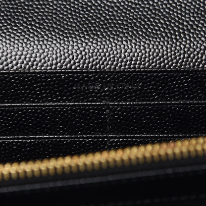 Saint Laurent Grain De Poudre Matelasse Chevron Monogram Flap Wallet Black 7 of 7
