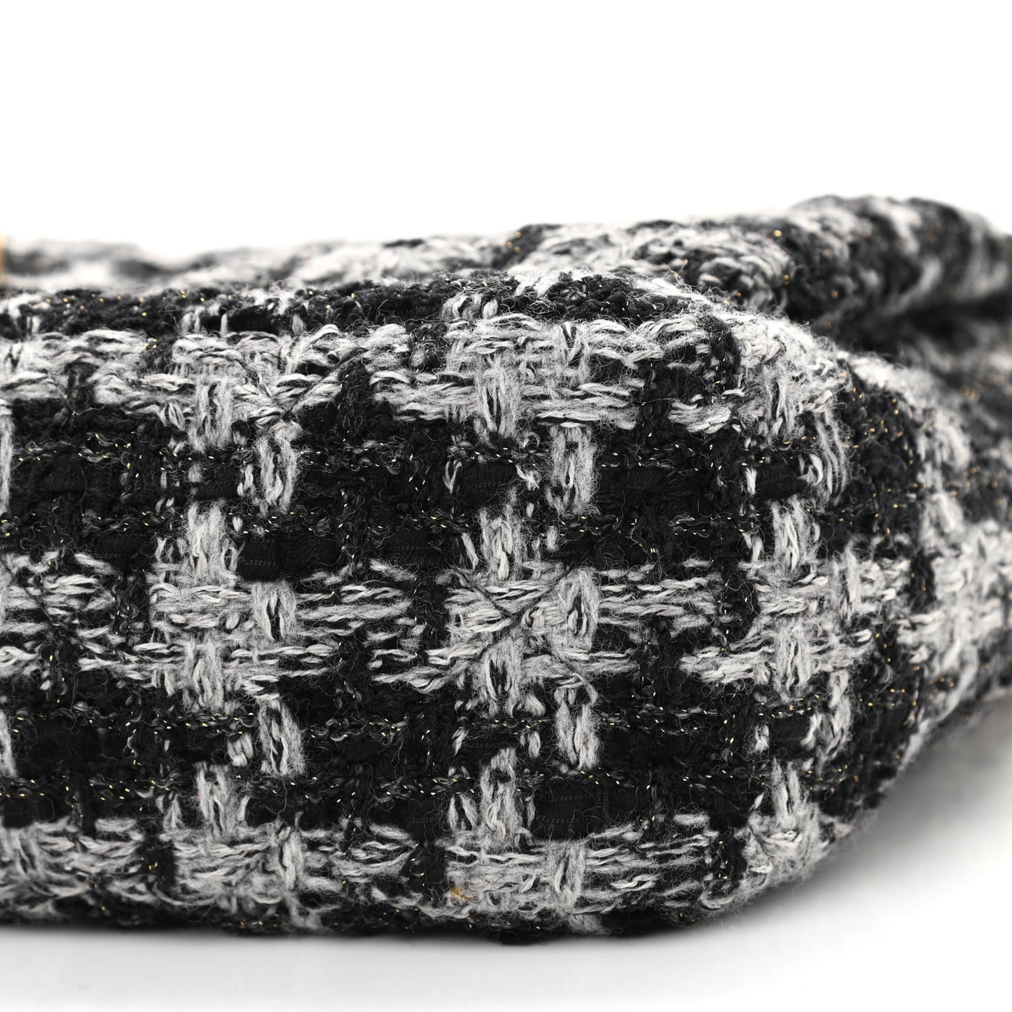Wool Tweed Quilted Elegant Chain Flap Black Grey