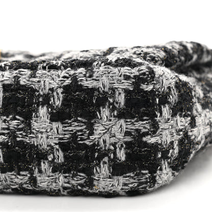 Chanel Wool Tweed Quilted Elegant Chain Flap Black Grey 10 of 11