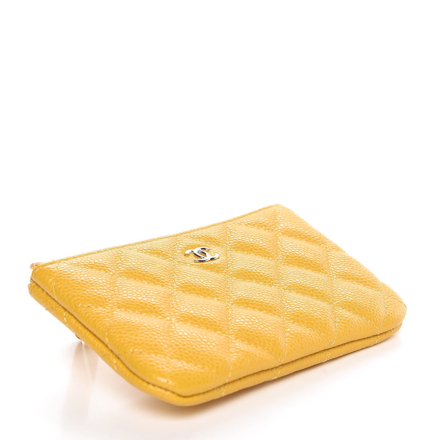 Caviar Quilted Small Cosmetic Case Yellow