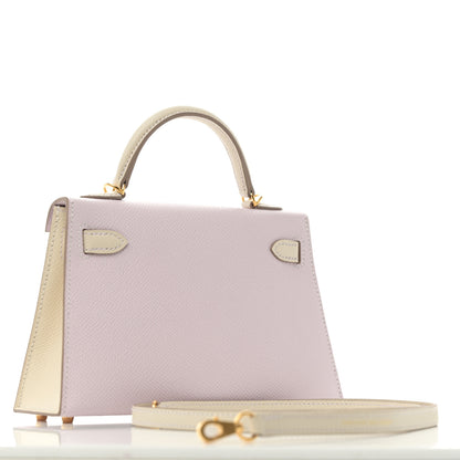 Hermes Epsom Horseshoe Mini Kelly Sellier 20 Mauve Pale Craie 3 of 11