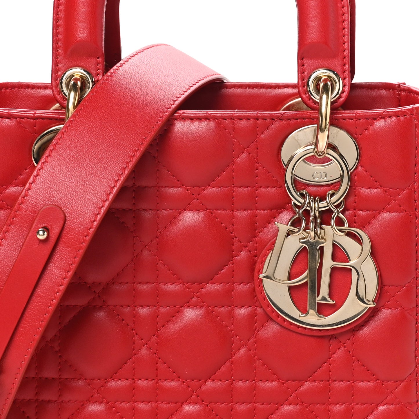 Lambskin Cannage Small My ABCDior Lady Dior Red