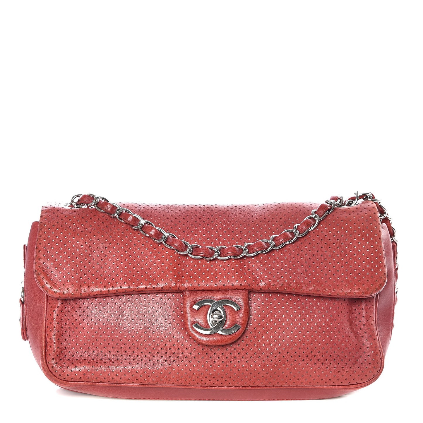 Lambskin Perforated Medium Baseball Spirit Flap Red