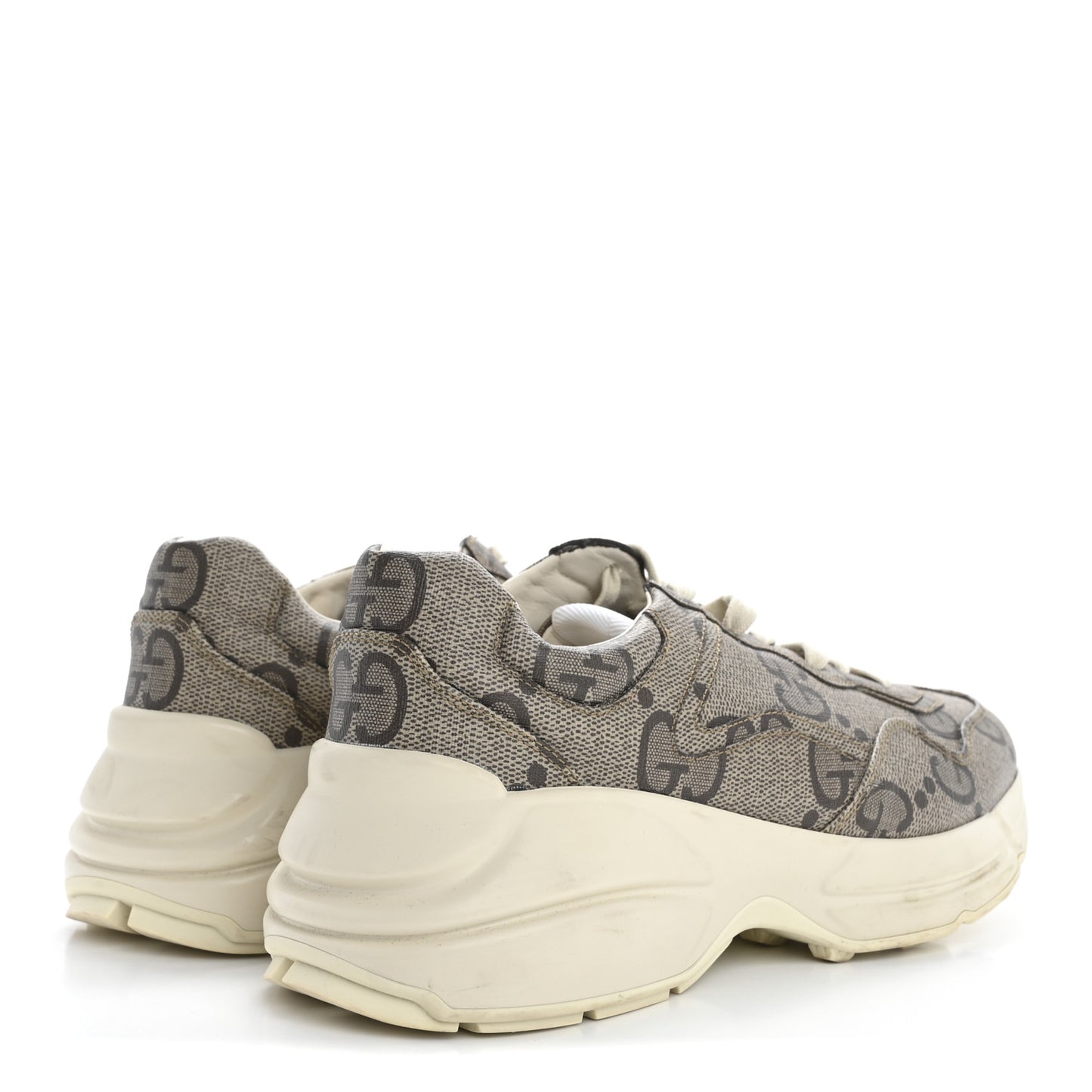 Maxi GG Supreme Monogram Gucci 100 Womens Rhyton Sneakers 40.5 Beige Ebony