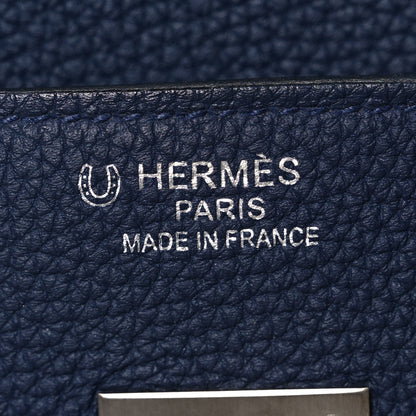 Hermes Togo Bi-Color Horseshoe Birkin 35 Bleu Nuit Black 6 of 10
