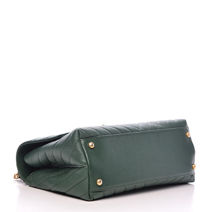 Chanel Caviar Lizard Chevron Quilted Small Coco Handle Flap Green 4 of 12