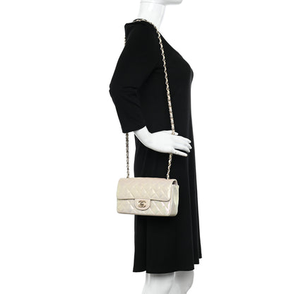 Chanel Iridescent Lambskin Quilted Mini Rectangular Flap Ivory 2 of 10