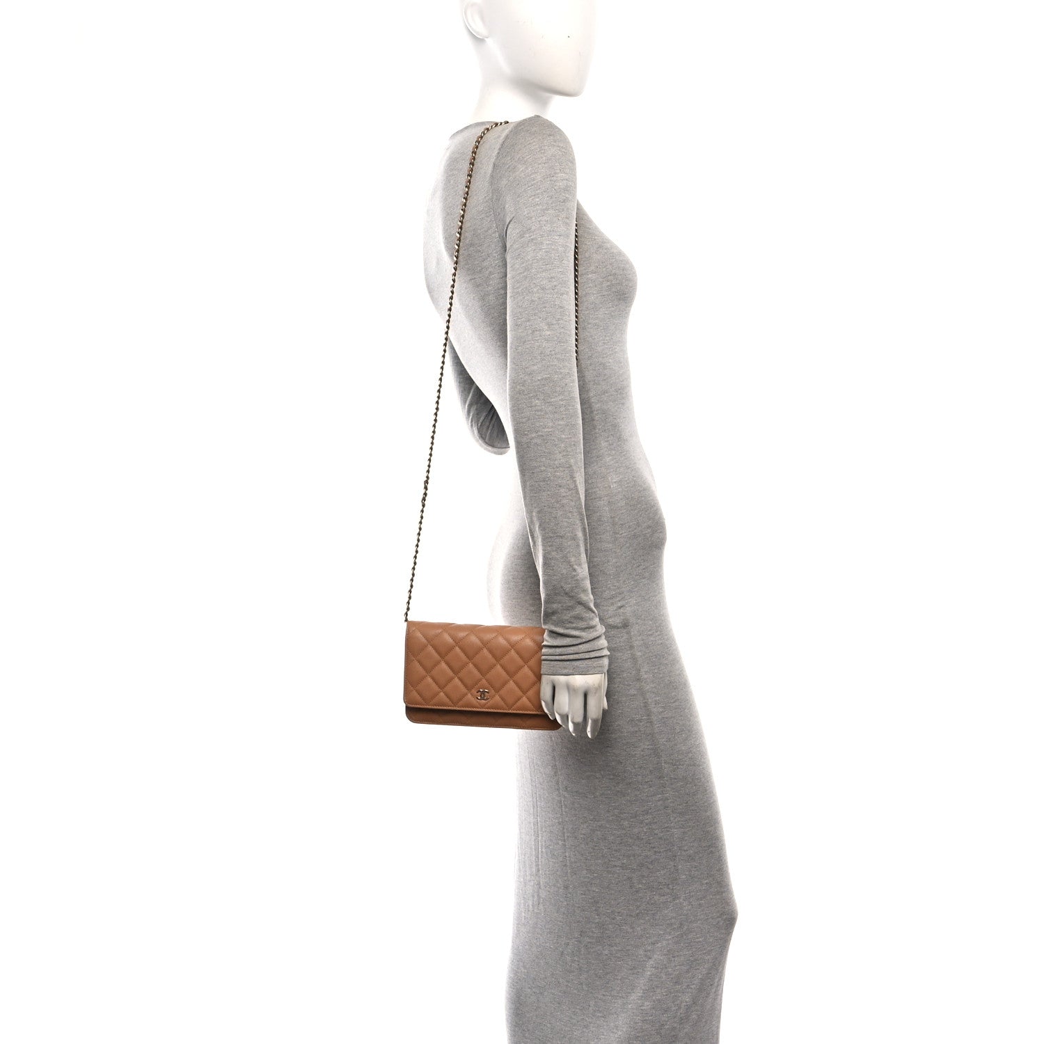 Chanel Caviar Quilted Wallet On Chain WOC Beige 2 of 12