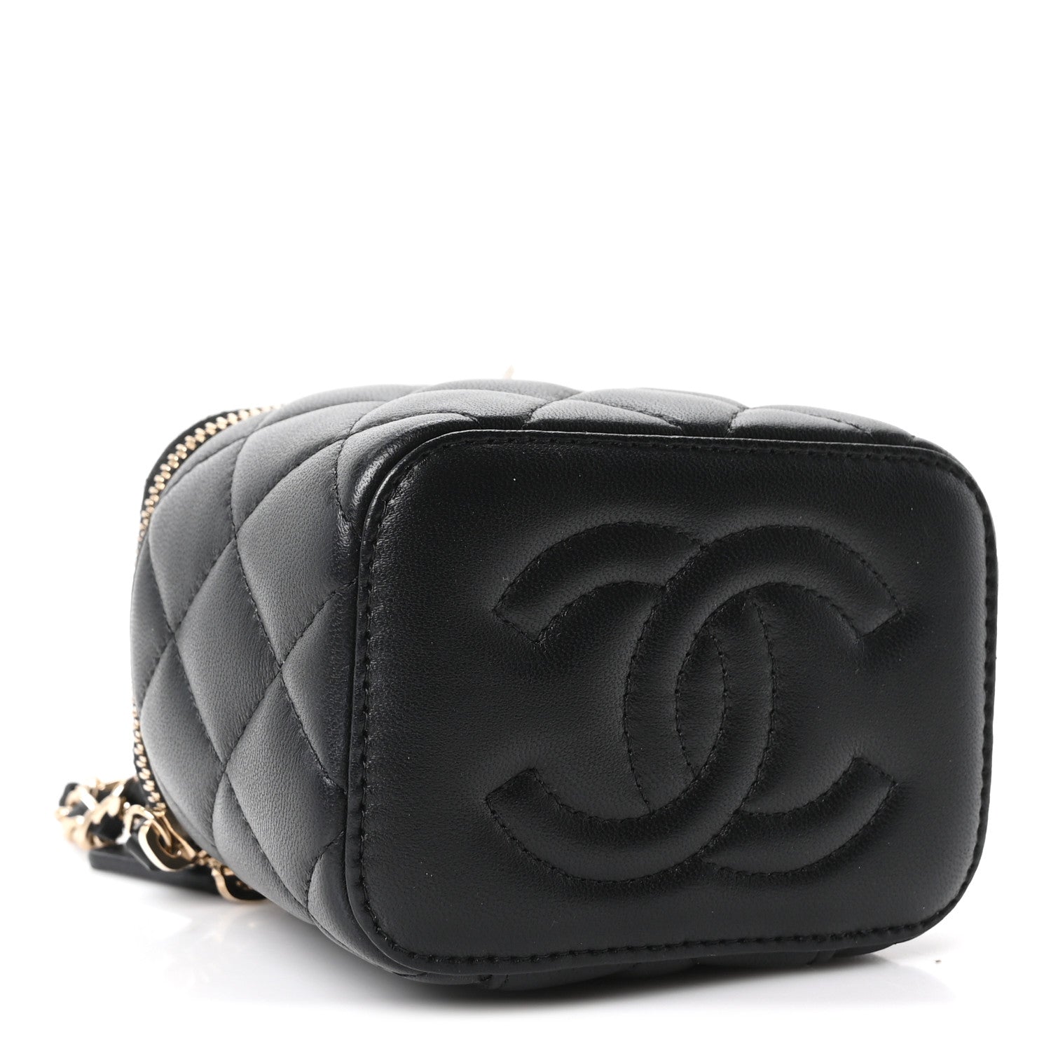 Chanel Lambskin Quilted Mini Enamel CC Pearl Crush Vanity Case With Chain  Black 4 of 10