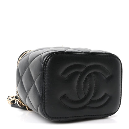 Chanel Lambskin Quilted Mini Enamel CC Pearl Crush Vanity Case With Chain  Black 4 of 10