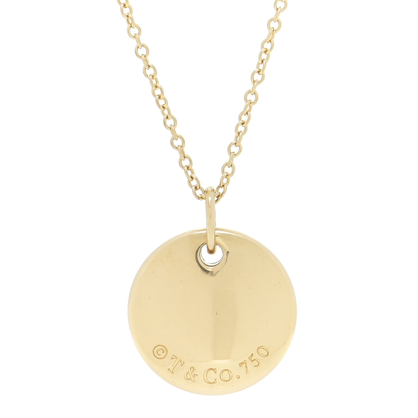 18K Yellow Gold Notes Letter N Disc Pendant Necklace