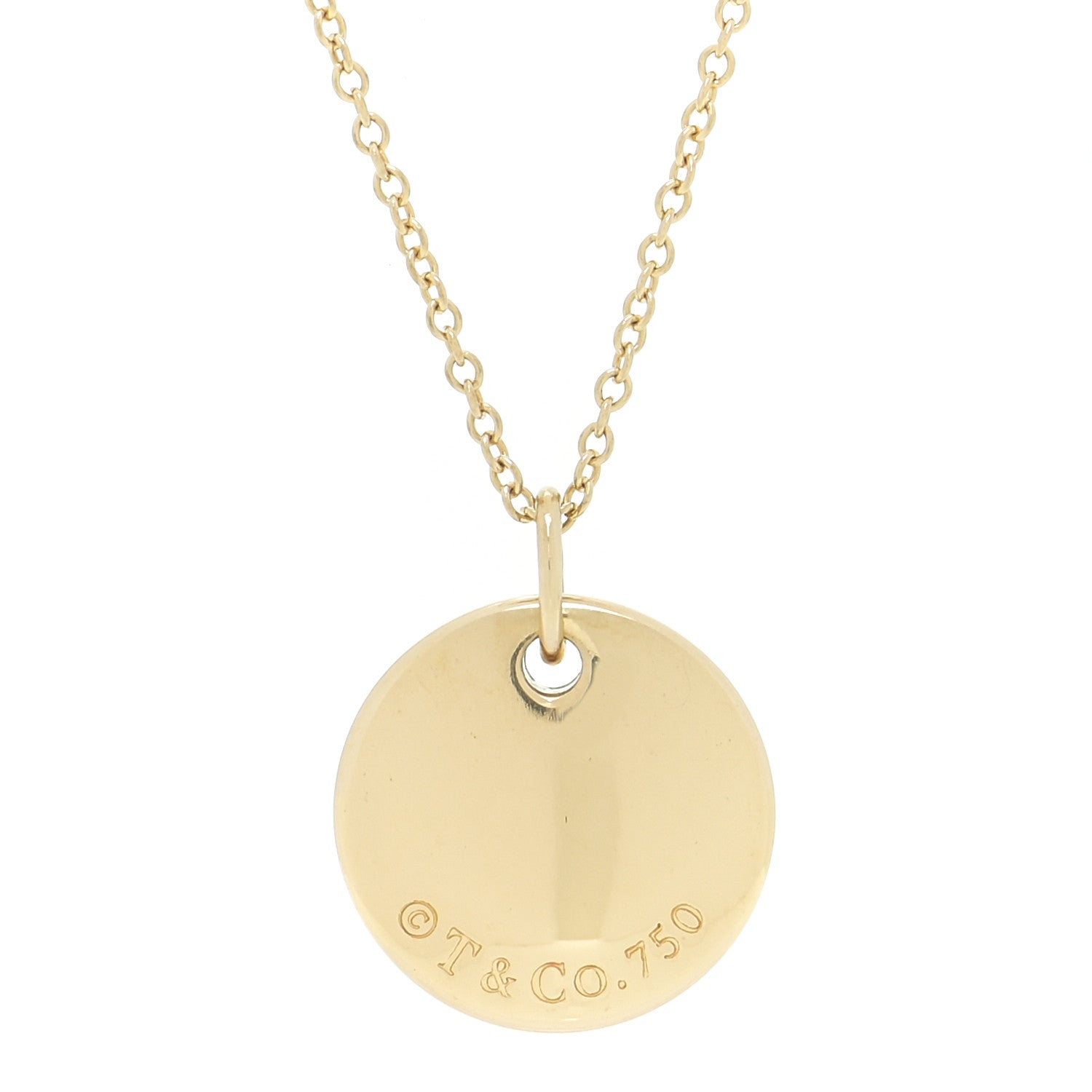 Tiffany 18K Yellow Gold Notes Letter N Disc Pendant Necklace 5 of 6