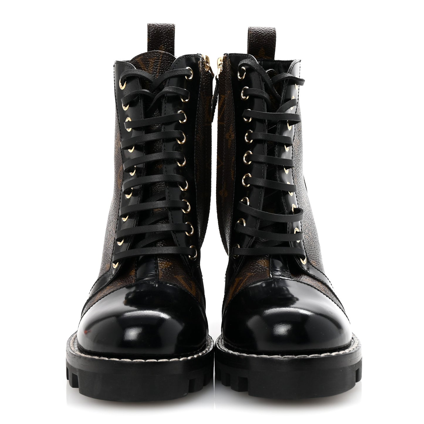 Patent Calfskin Monogram Star Trail Ankle Boots 35 Black