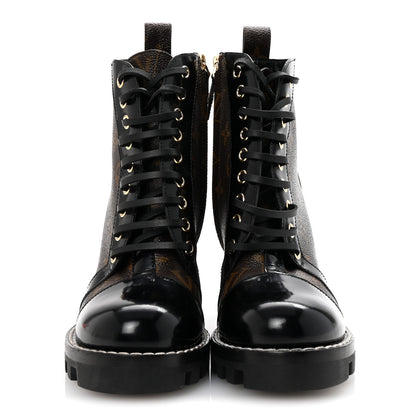Louis Vuitton Patent Calfskin Monogram Star Trail Ankle Boots 35 Black 3 of 8