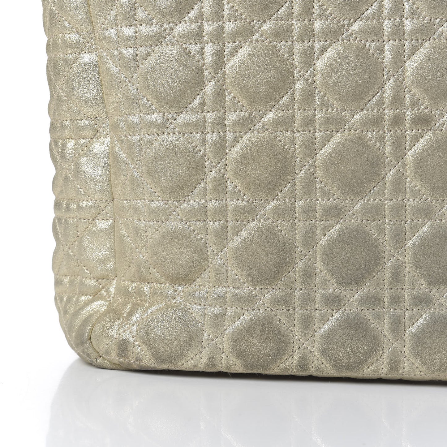 Metallic Lambskin Cannage Dior Soft Shopping Tote Gold