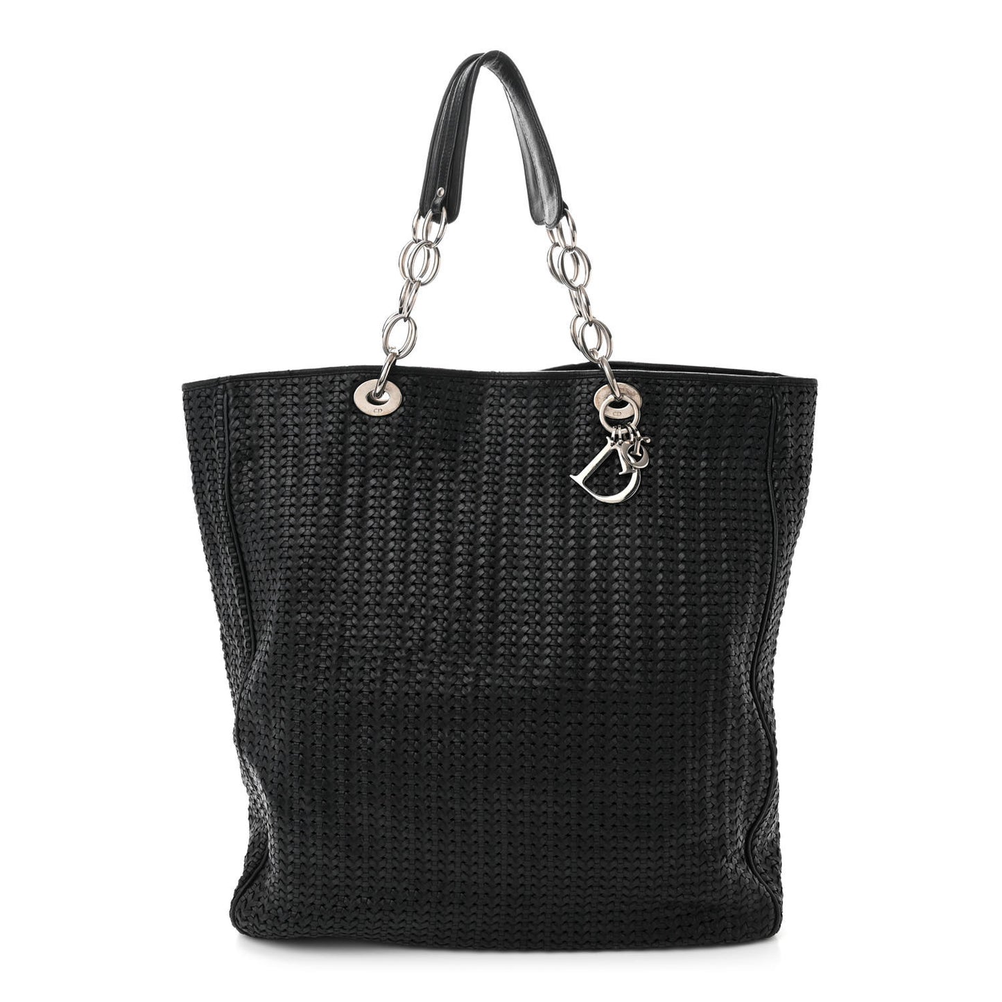 Lambskin Woven Dior Soft Shopping Tote Black